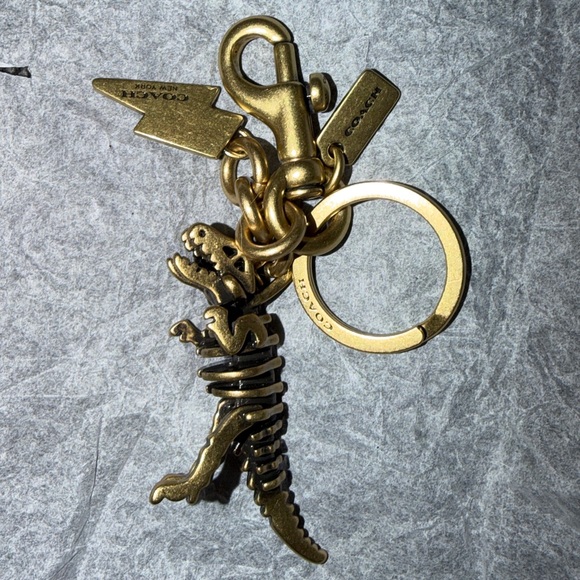 Coach Small Rexy 3D Skeleton Bag Charm Keychain in Brass NEW - Picture 4 of 16